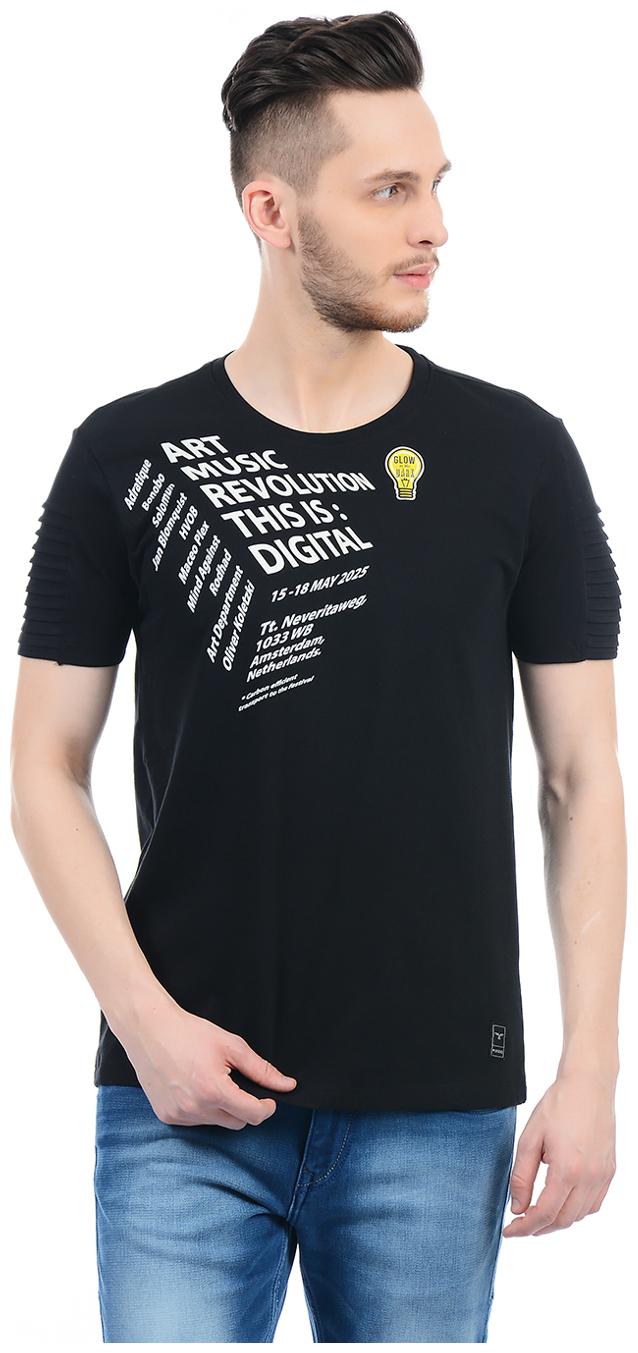 

Flying Machine Men s Round Neck Printed T-Shirt - Black