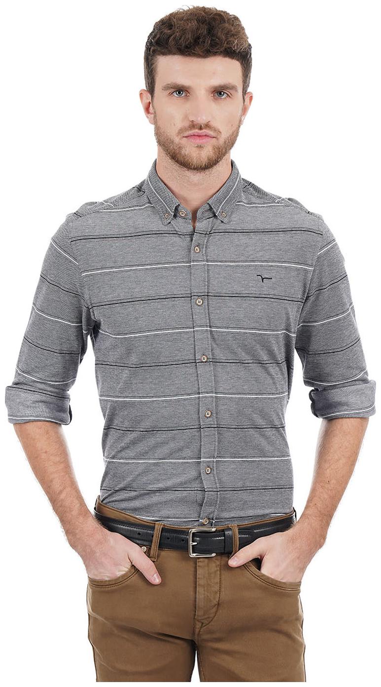 

Flying Machine Men Grey Horizontal Stripes Regular Fit Casual Shirt