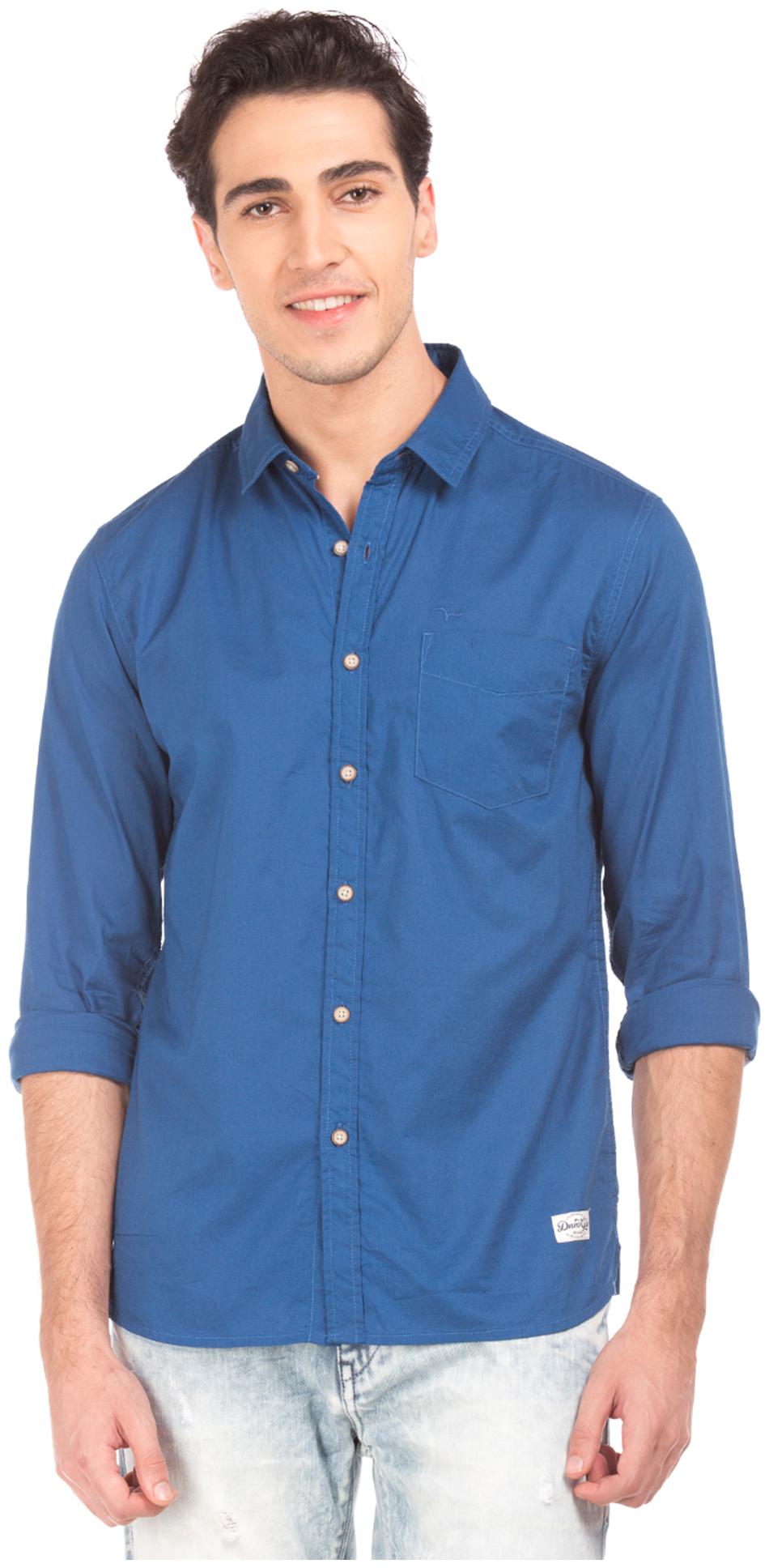 

Flying Machine Men Blue Solid Slim Fit Casual Shirt