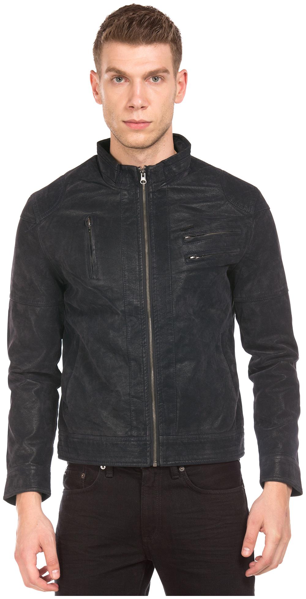 

Flying Machine Men Black Solid Biker jacket