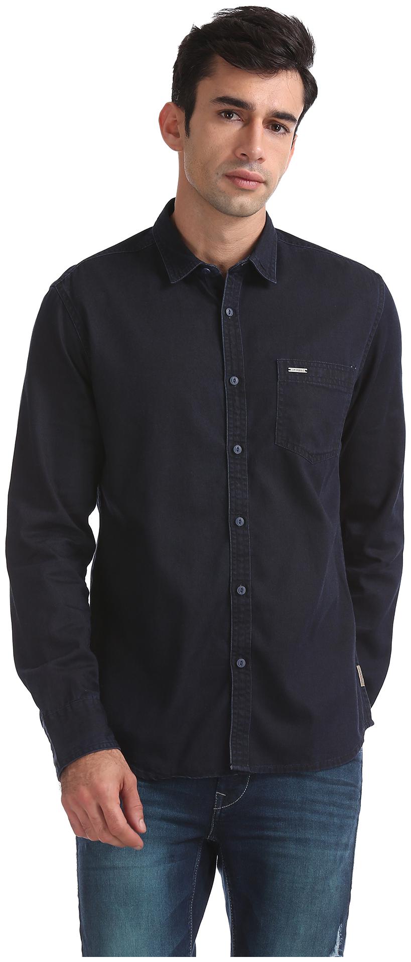 

Flying Machine Men Blue Solid Slim Fit Casual Shirt