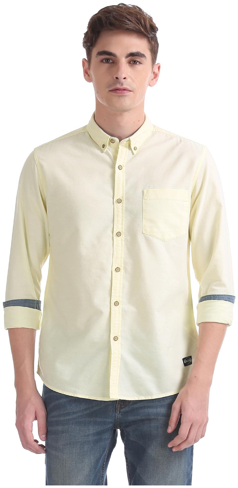 

Flying Machine Men Yellow Solid Regular Fit Casual Shirt