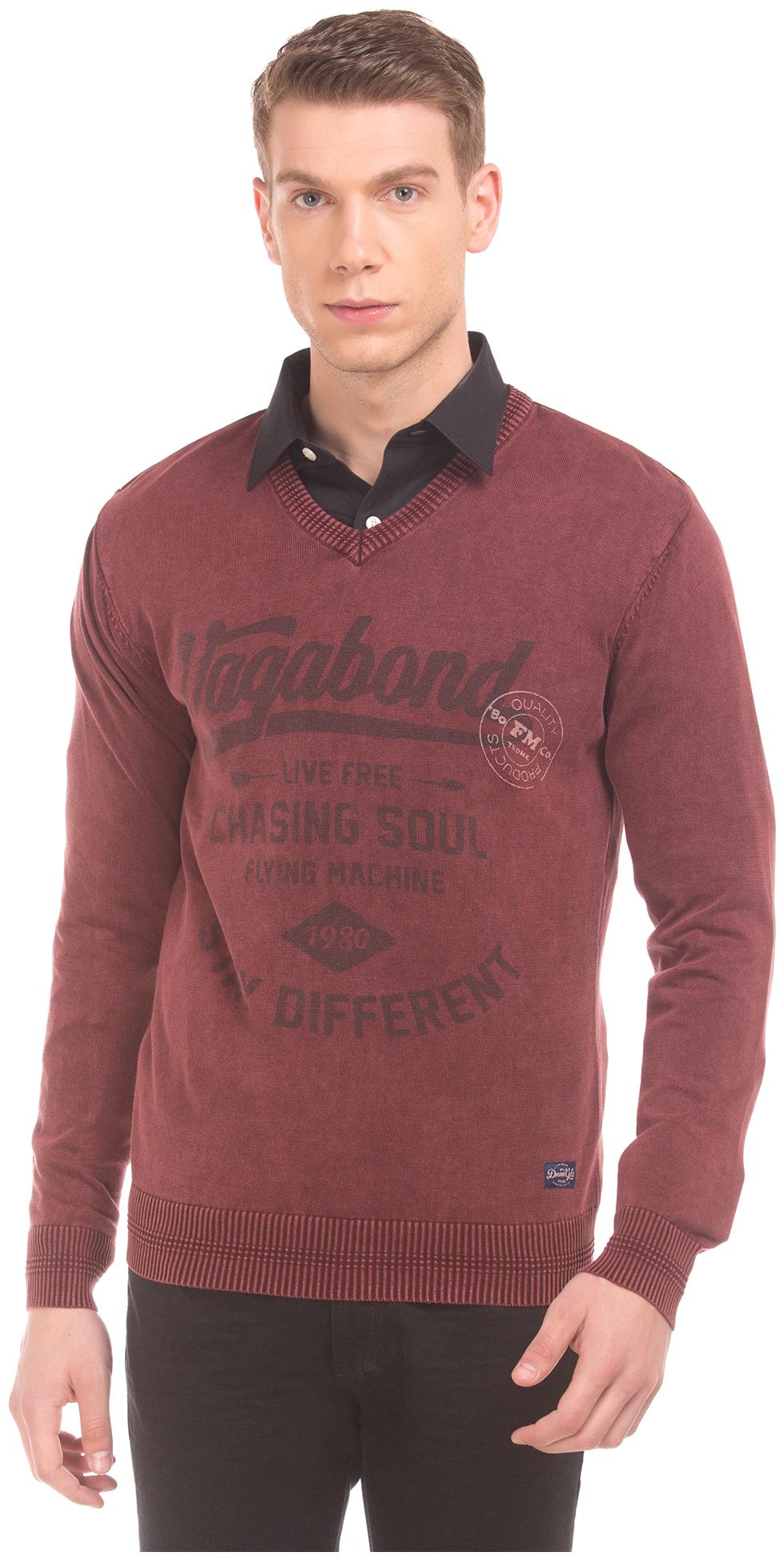 

Flying Machine Men Maroon Sweater