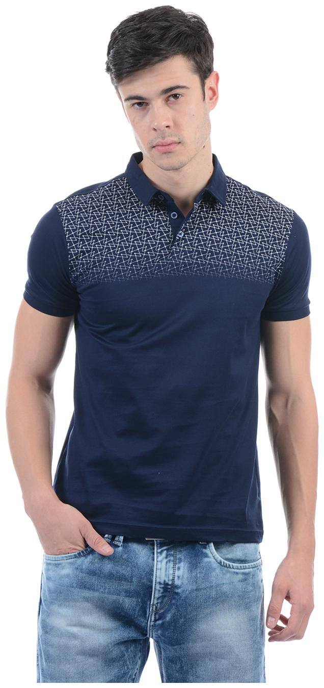 Flying Machine Men's Regular Fit Printed T-Shirt - Blue