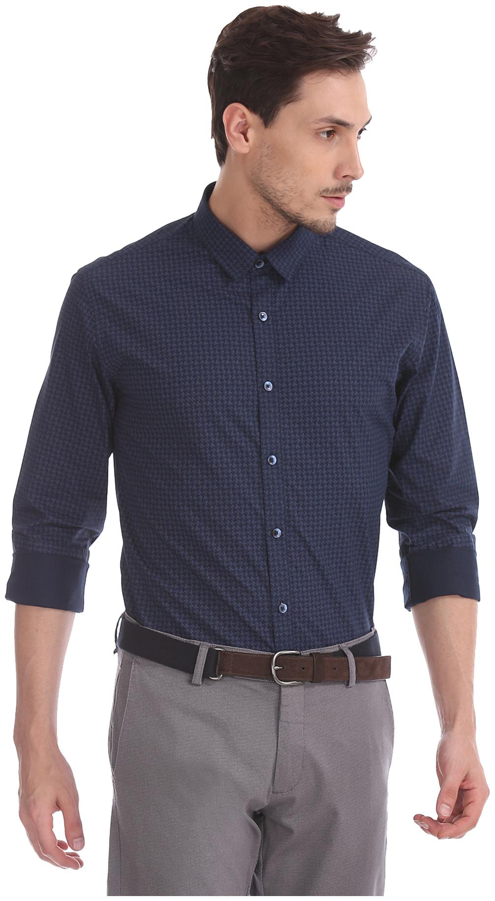 

Flying Machine Men Blue Printed Slim Fit Casual Shirt