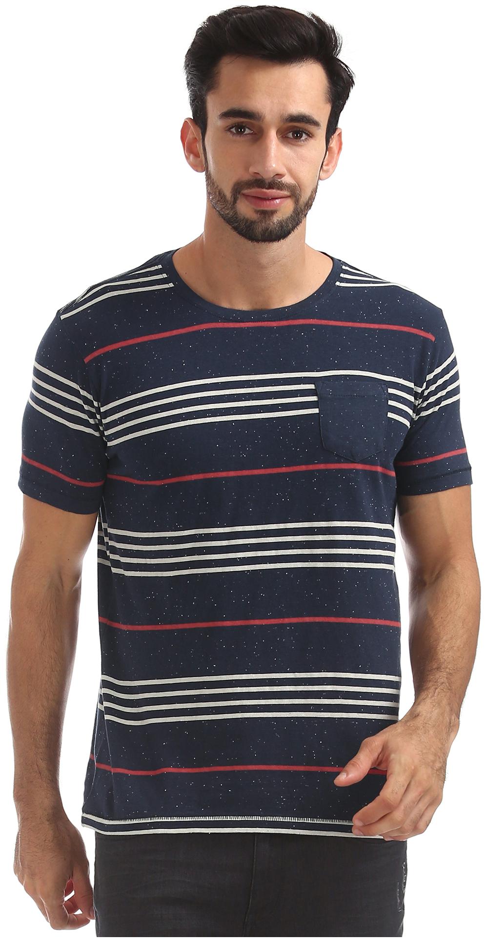 

Flying Machine Men Blue Regular fit Cotton Blend Round neck T-Shirt - Pack Of 1