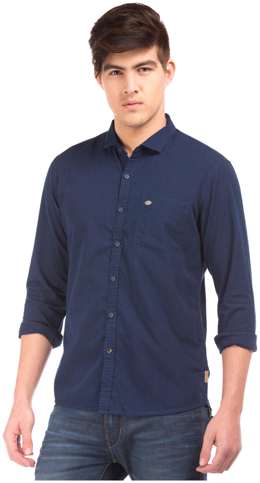 

Flying Machine Men Blue Solid Slim Fit Casual Shirt