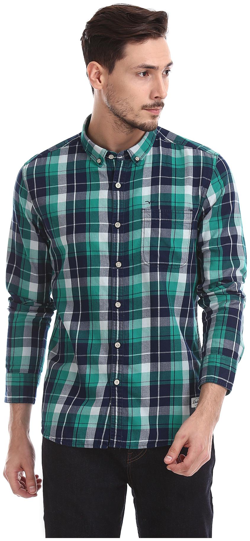 

Flying Machine Men Green Checked Regular Fit Casual Shirt