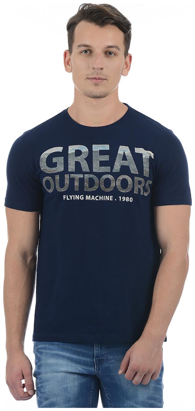 

Flying Machine Men Blue Regular fit Cotton Round neck T-Shirt - Pack Of 1
