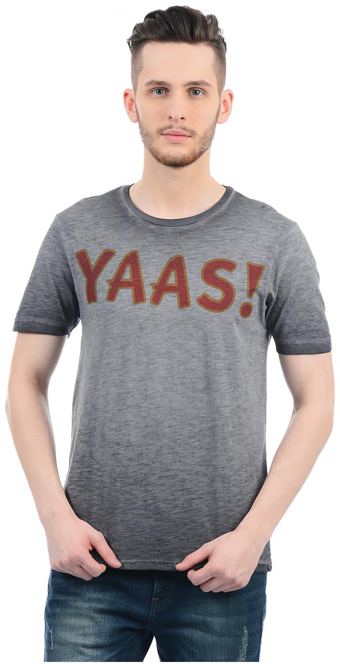 

Flying Machine Men s Round Neck Printed T-Shirt - Grey