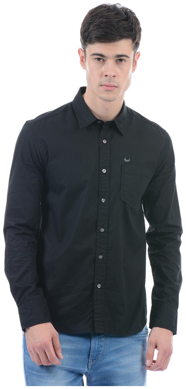 

Flying Machine Men Black Solid Slim Fit Casual Shirt