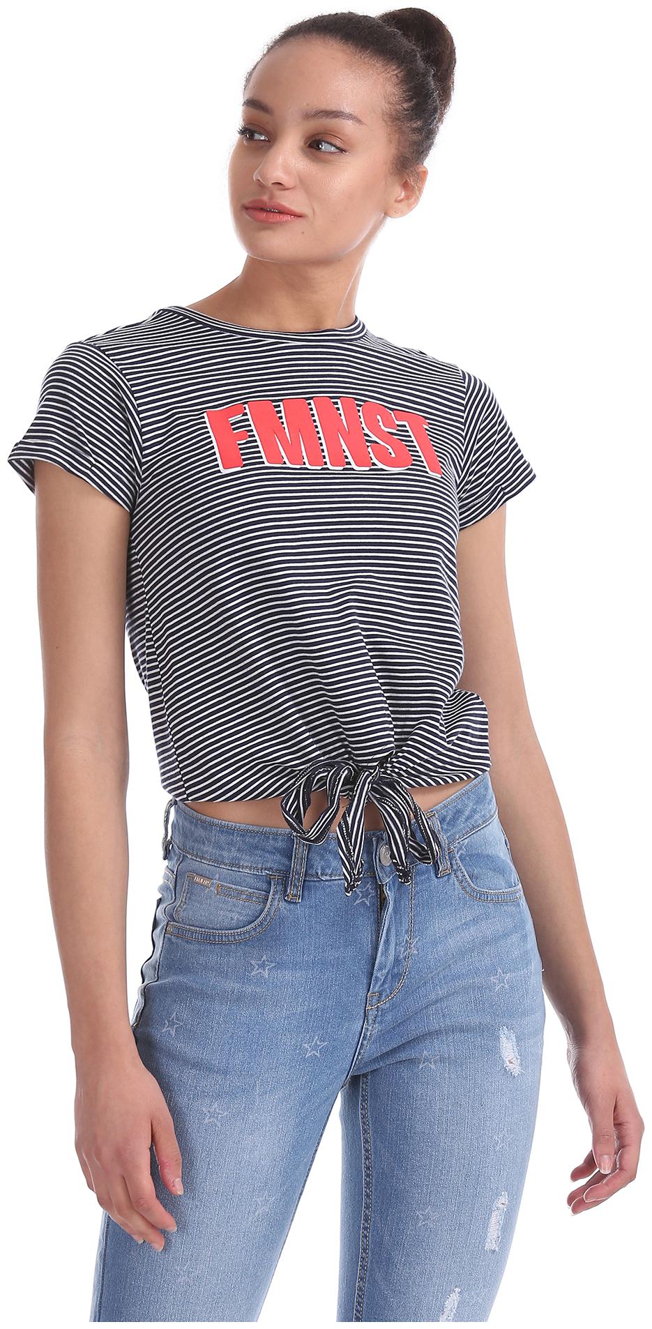 

Flying Machine Women Striped Regular top - Blue