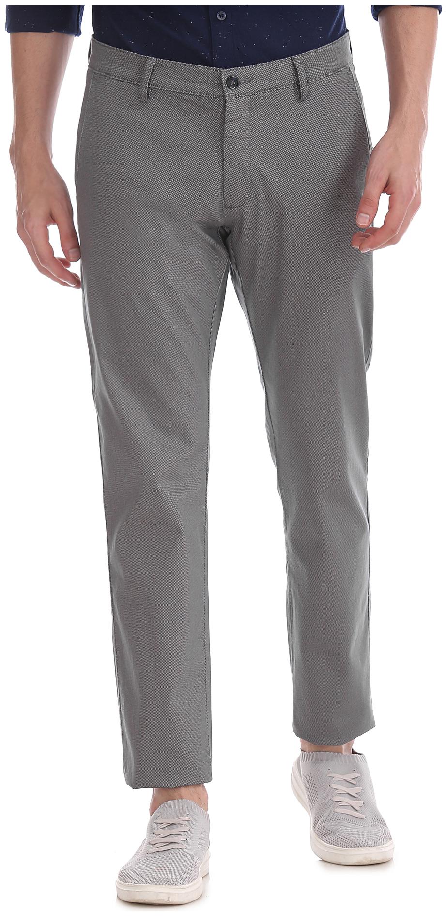 

Flying Machine Men Grey Solid Slim fit Regular trousers