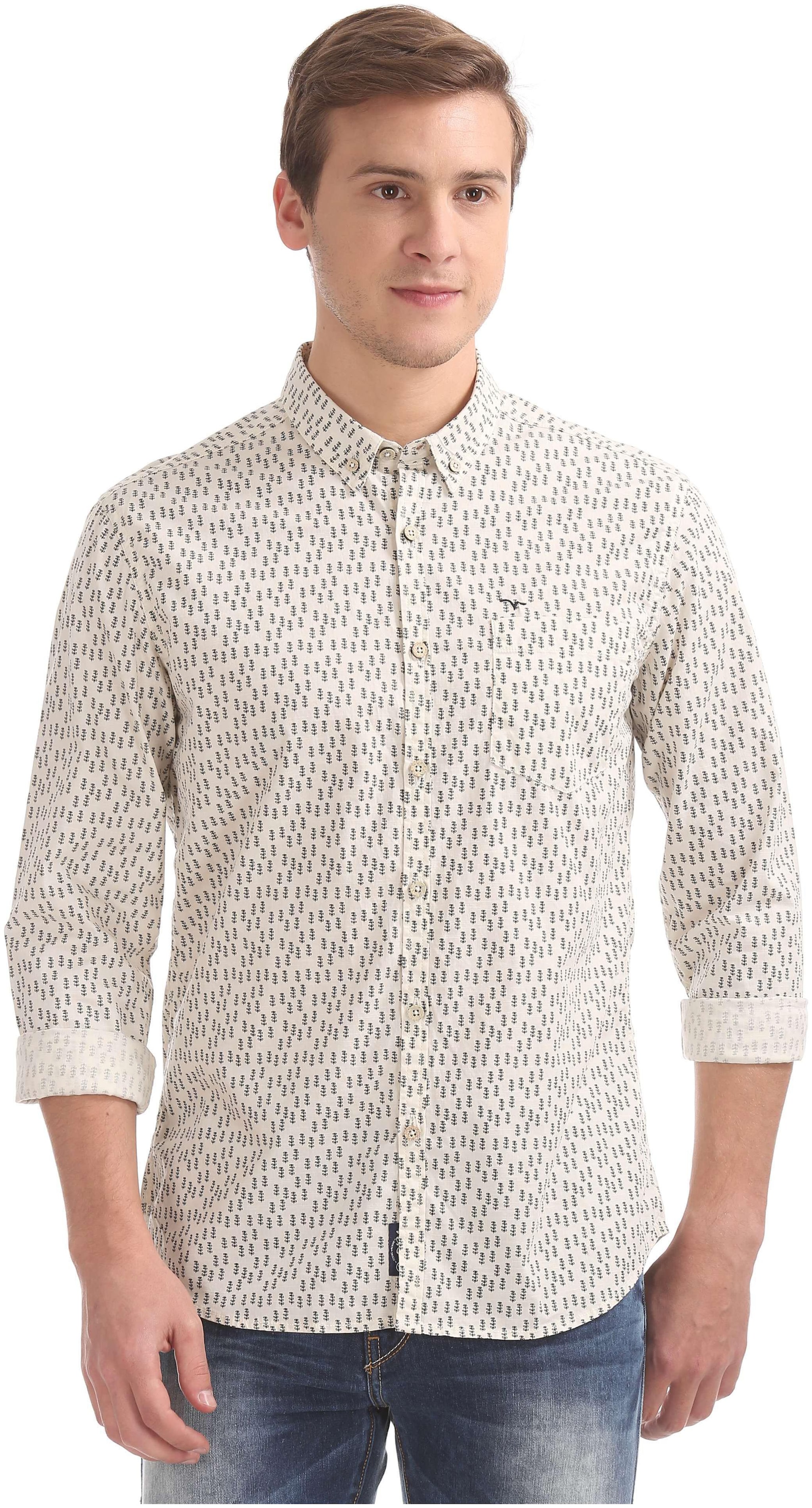 

Flying Machine Men White Printed Regular Fit Casual Shirt