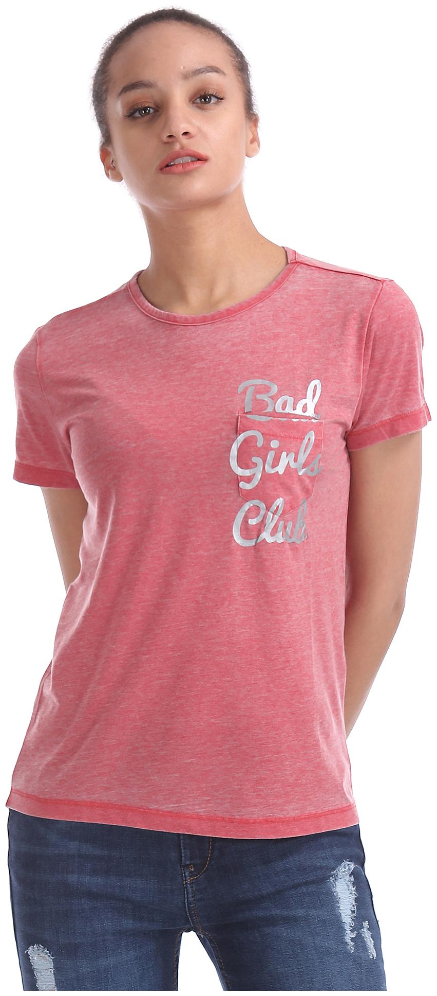 

Flying Machine Women Red Regular fit Round neck Blended T shirt