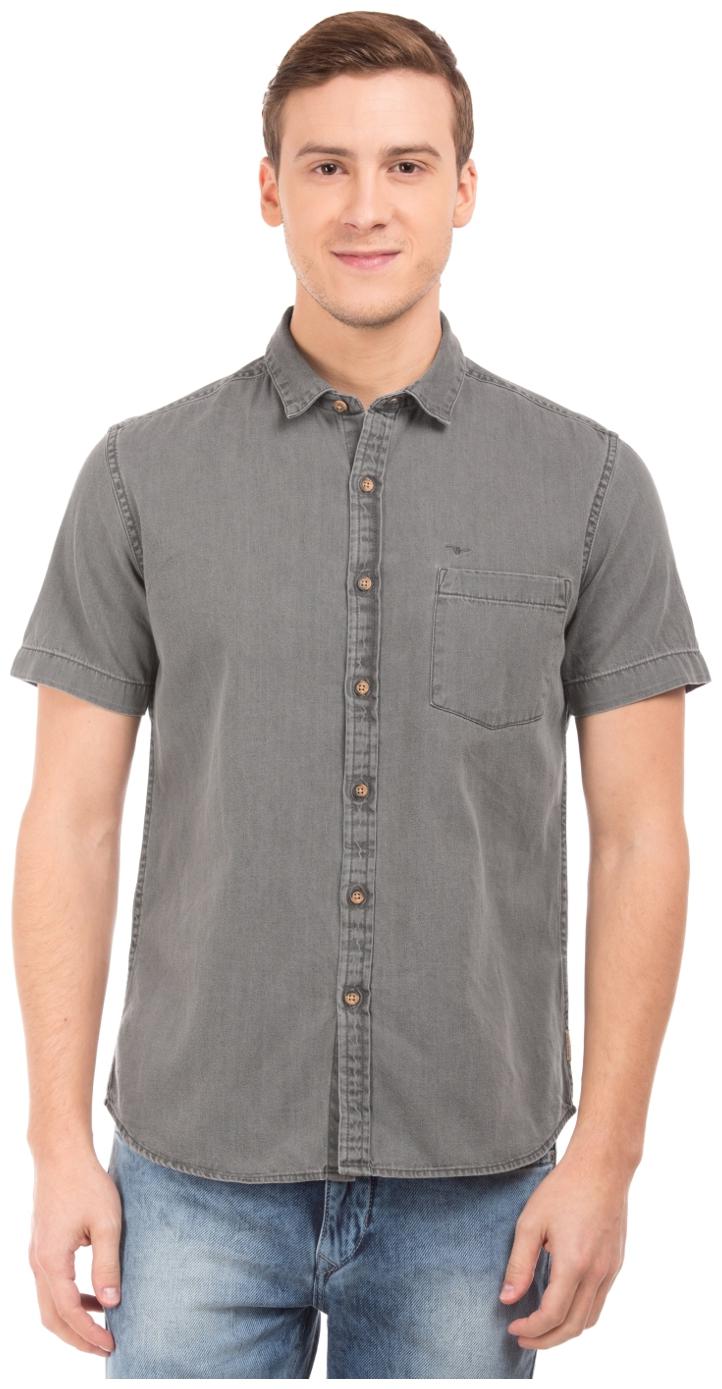 

Flying Machine Men Grey Solid Slim Fit Casual Shirt