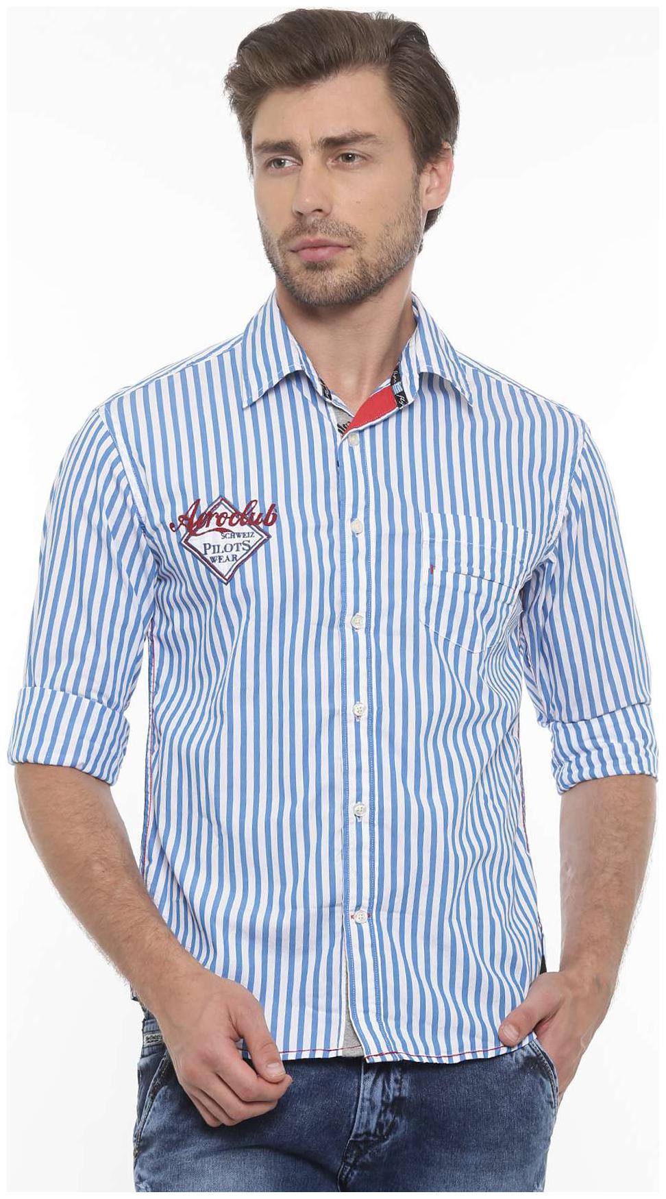 

Flyrs Club Men White Vertical Stripes Slim Fit Casual Shirt