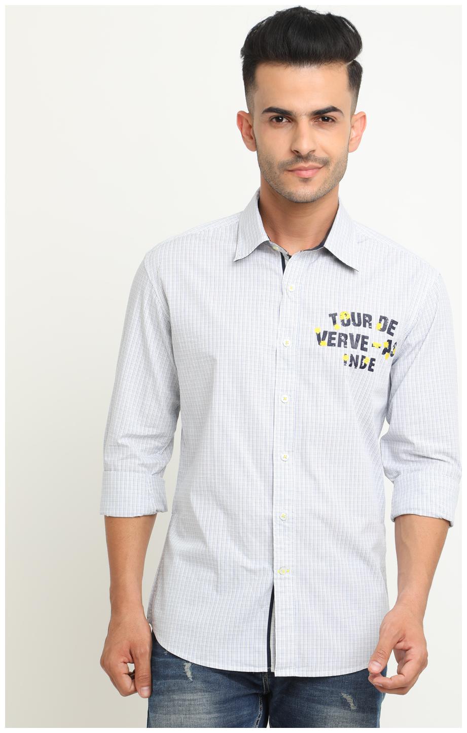 

Flyrs Club Men White Checked Slim Fit Casual Shirt