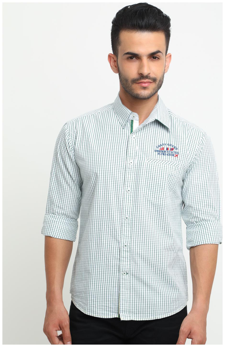 

Flyrs Club Men White Checked Slim Fit Casual Shirt