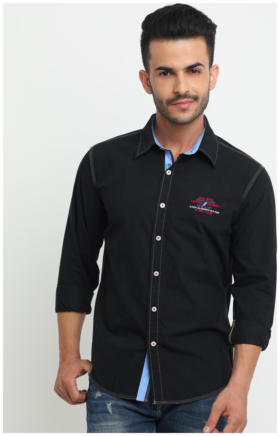 

Flyrs Club Men Black Solid Slim Fit Casual Shirt