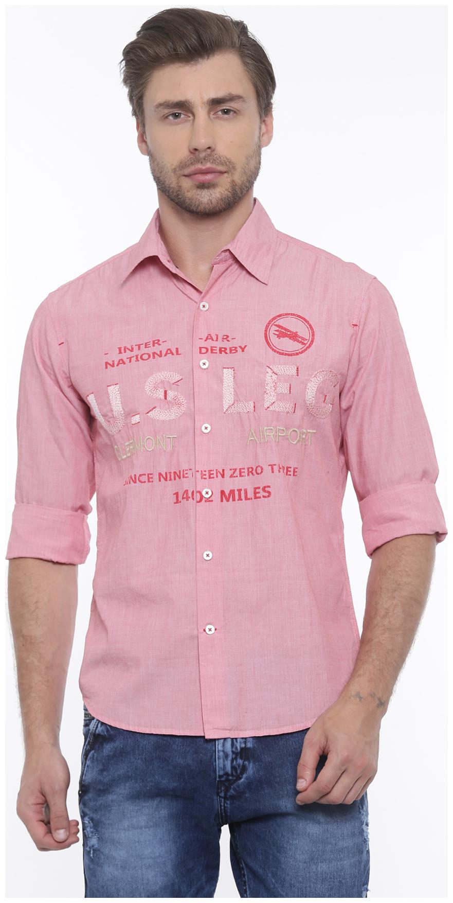 

Flyrs Club Men Red Printed Slim Fit Casual Shirt