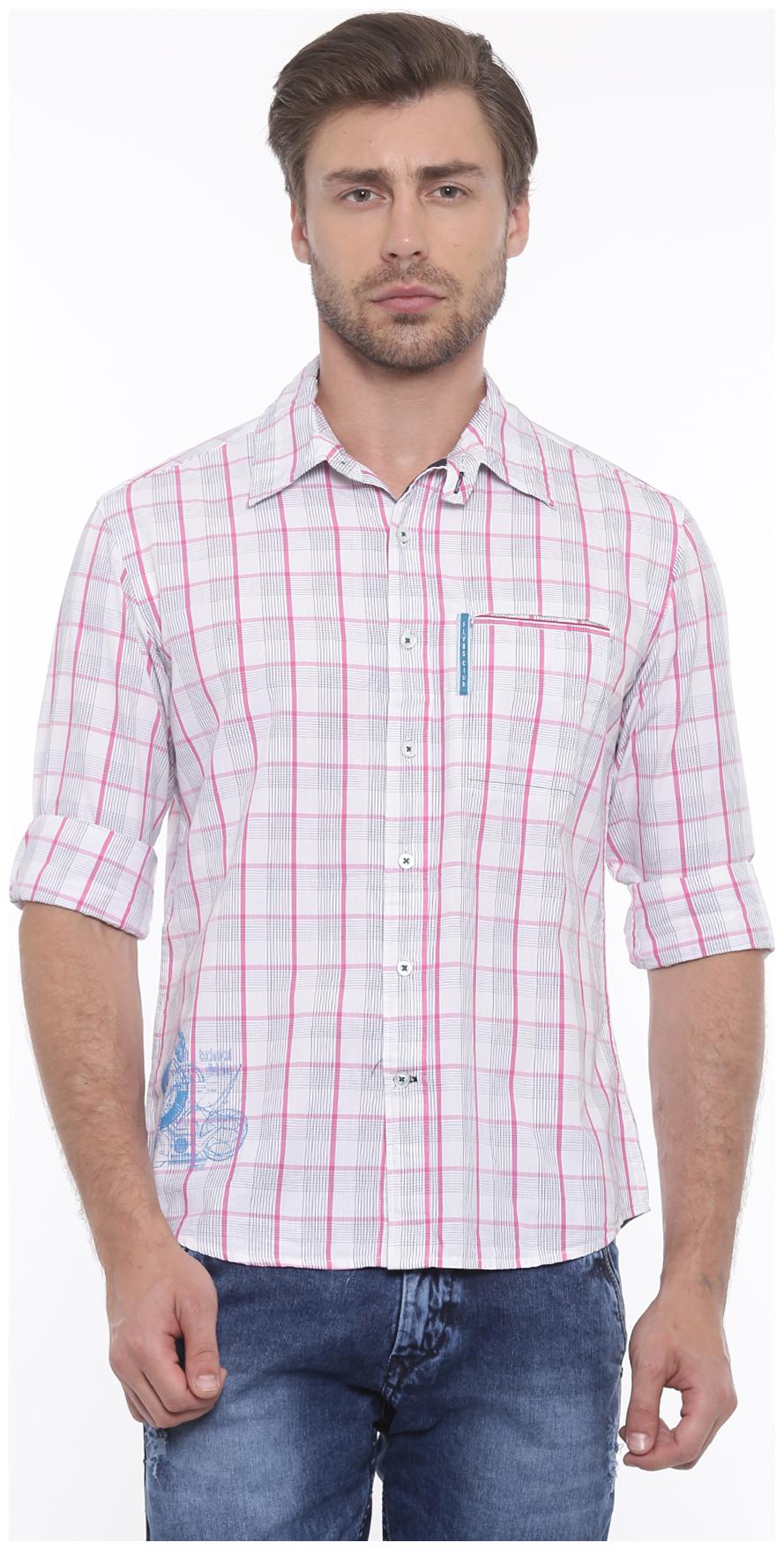 

Flyrs Club Men Pink Checked Slim Fit Casual Shirt