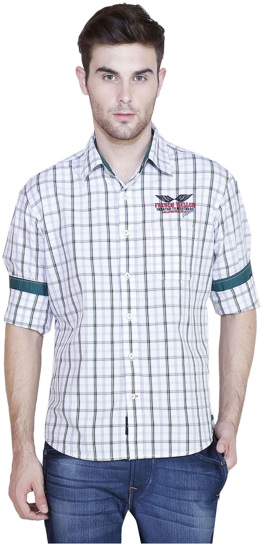 

Flyrs Club Men White Checked Slim Fit Casual Shirt
