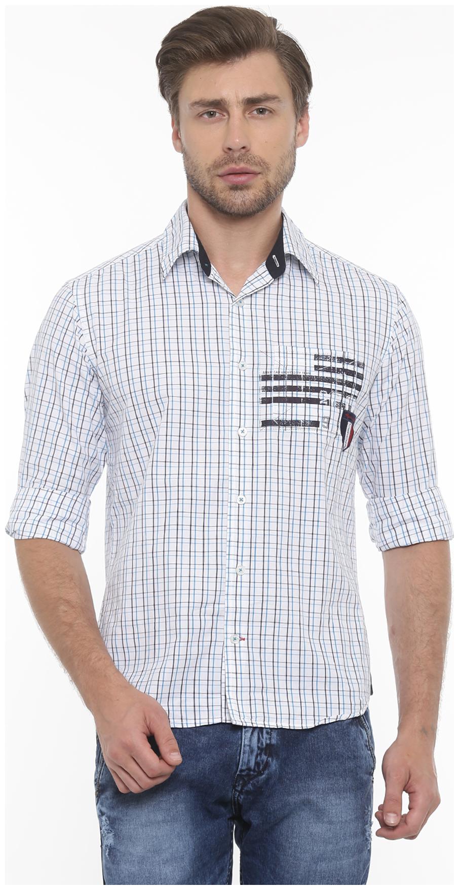 

Flyrs Club Men White Checked Slim Fit Casual Shirt