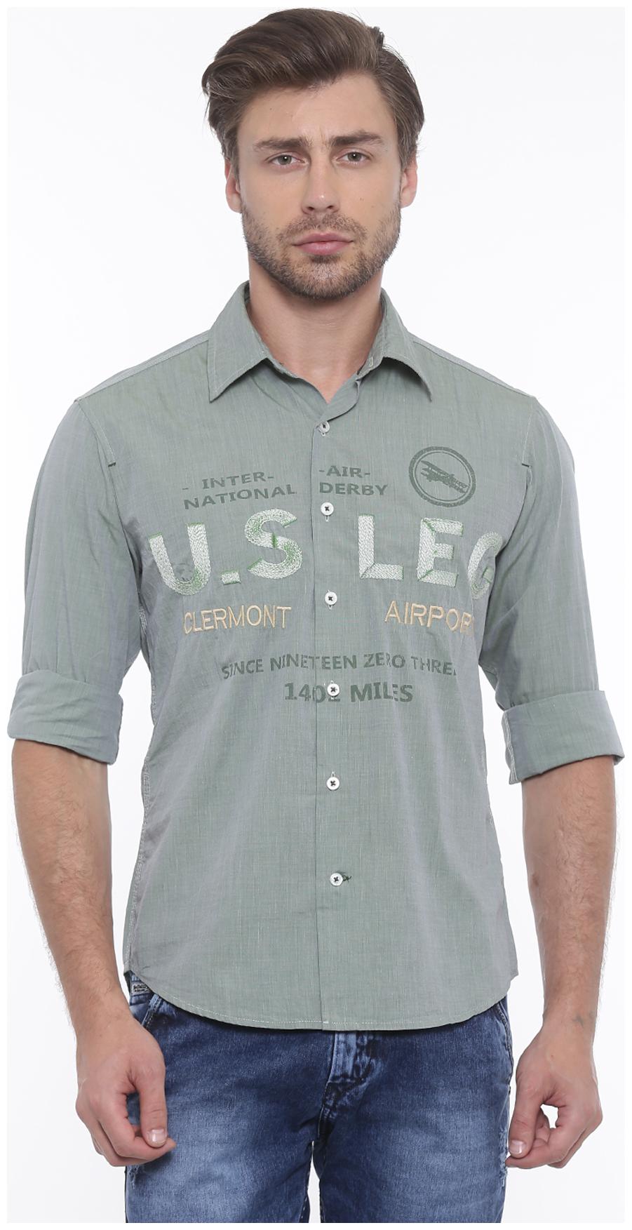 

Flyrs Club Men Green Printed Slim Fit Casual Shirt