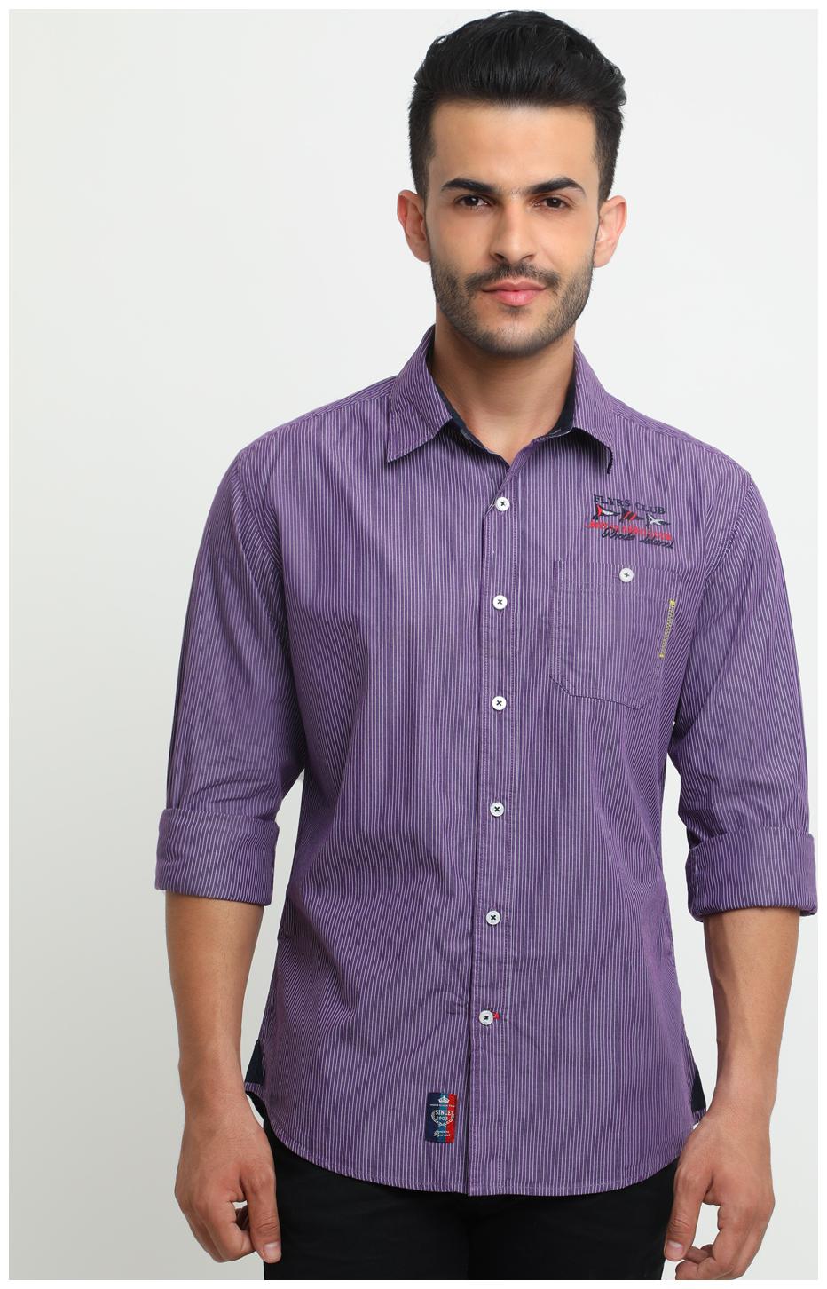 

Flyrs Club Men Purple Vertical Stripes Slim Fit Casual Shirt