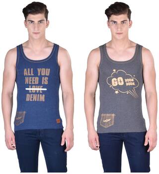 Force Nxt Pack of 2 Sleeveless Round Neck Men Vest - Multi