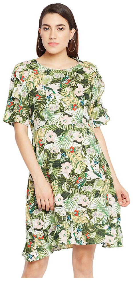 

OXOLLOXO Green Printed A-line dress