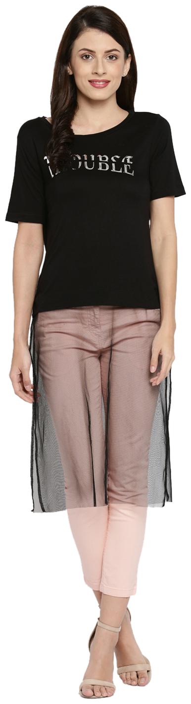 

Forever Glam by Pantaloons Women Black Body fit Round neck Cotton T shirt