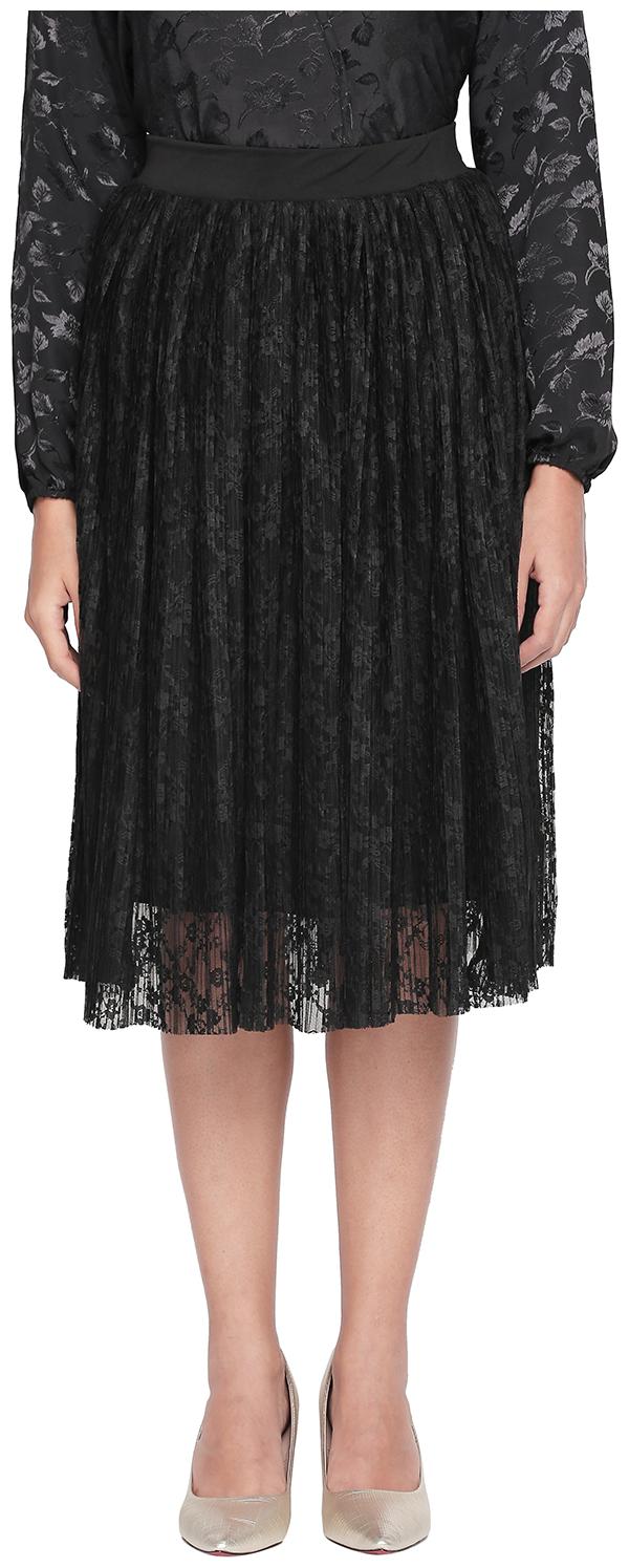 

Forever Glam by Pantaloons Floral Straight skirt Midi Skirt - Black
