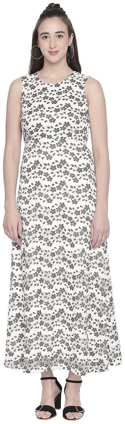 

Forever Glam by Pantaloons White Grey Solid Maxi dress