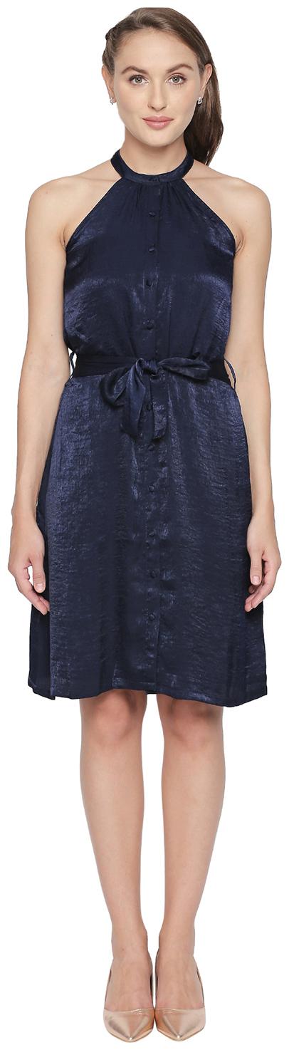 

Forever Glam by Pantaloons Blue Solid Fit flare dress