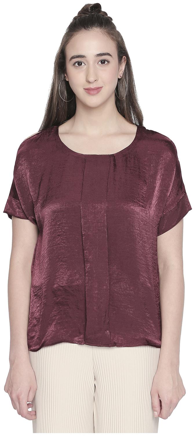 

Forever Glam by Pantaloons Women Solid Regular top - Maroon