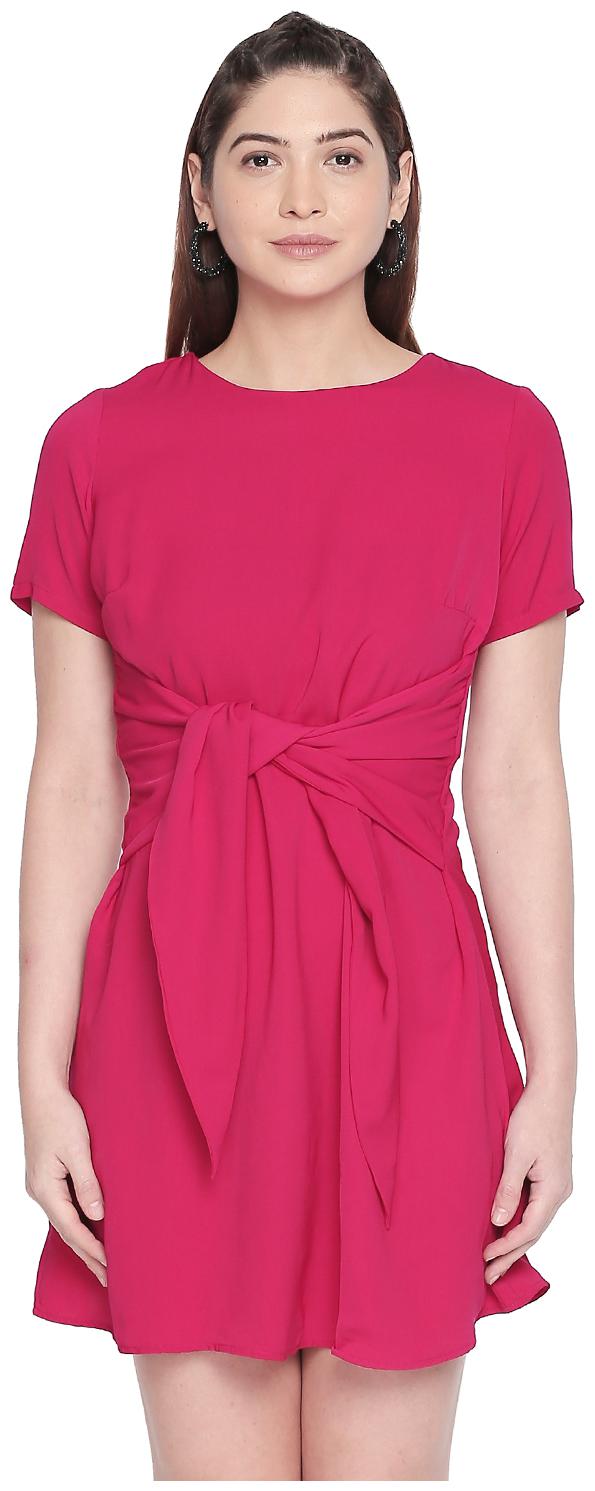 

Forever Glam by Pantaloons Pink Solid Flared dress
