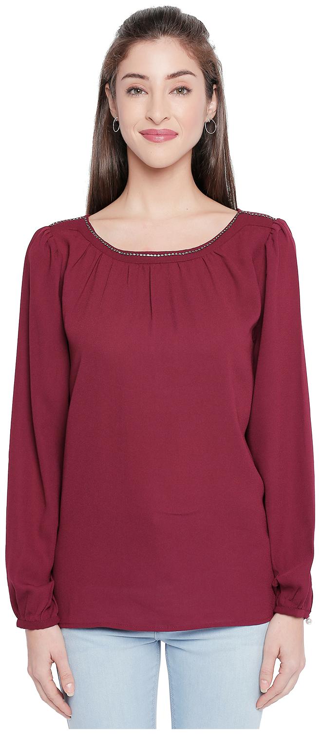 

Forever Glam by Pantaloons Women Solid Regular top - Red
