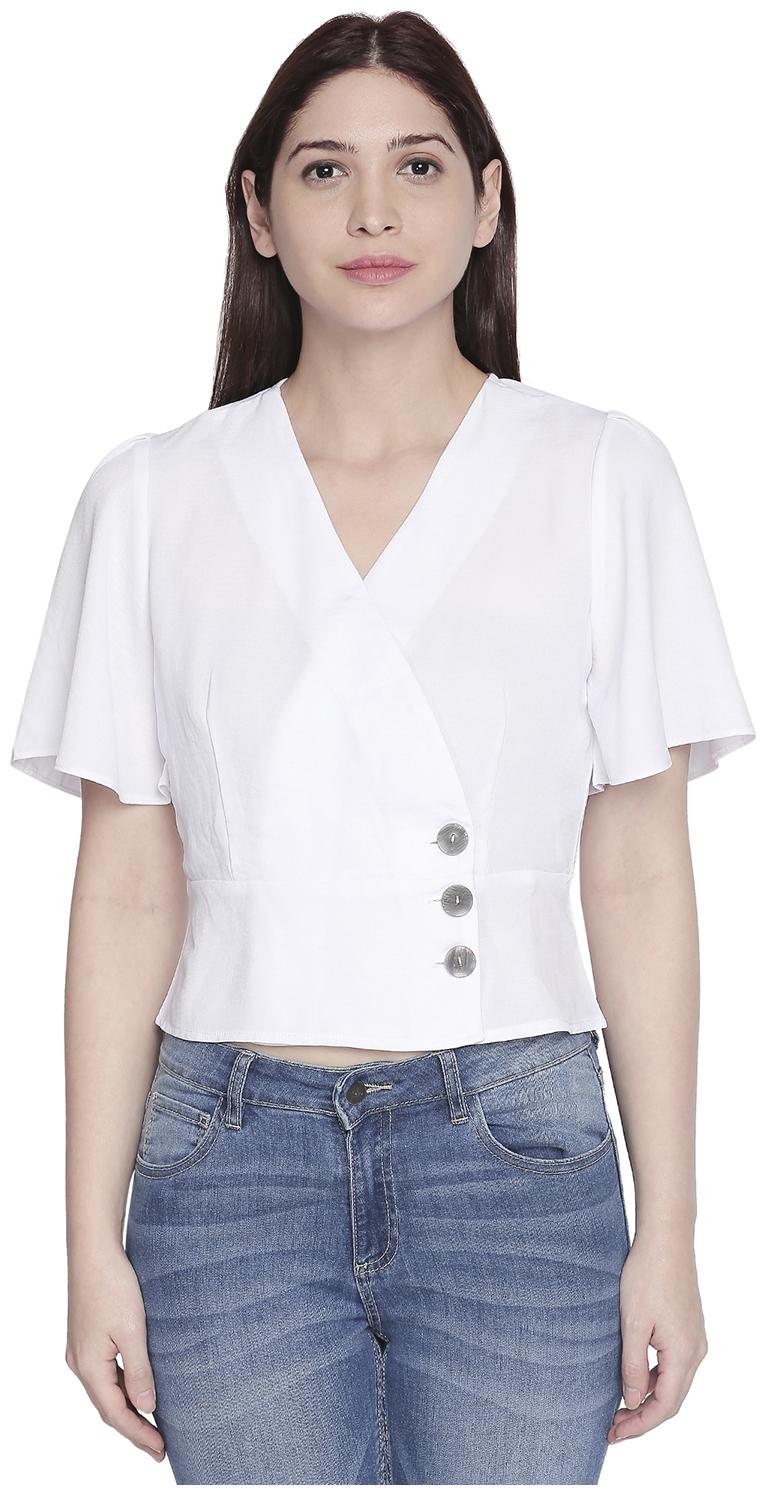 

Forever Glam by Pantaloons Women Solid Regular top - White