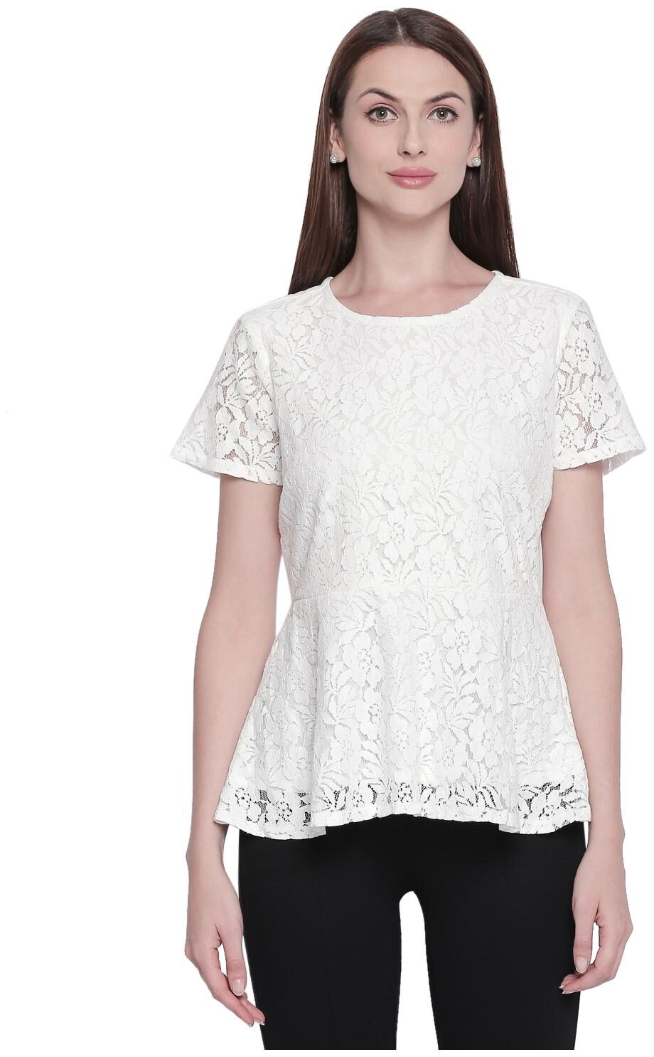 

Forever Glam by Pantaloons Women Embroidered A-line top - White