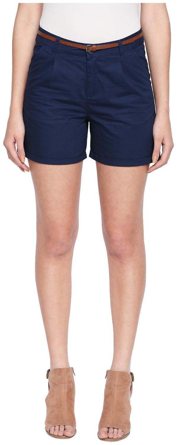 

Honey By Pantaloons Women Regular fit Cotton Solid Shorts - Blue