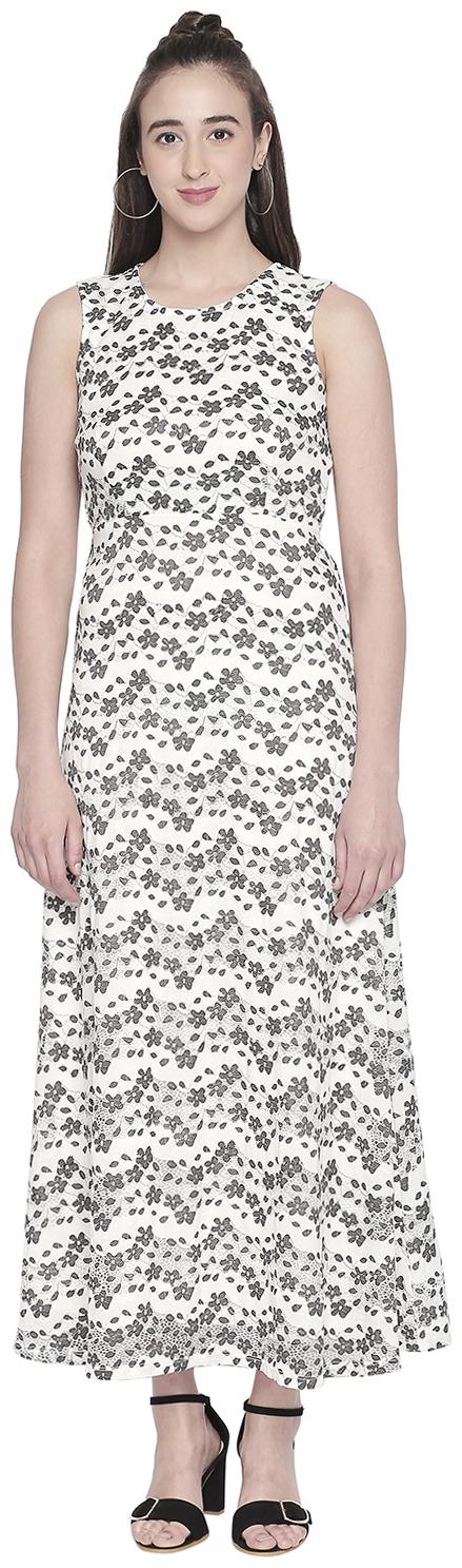 

Forever Glam by Pantaloons White Grey Solid Maxi dress