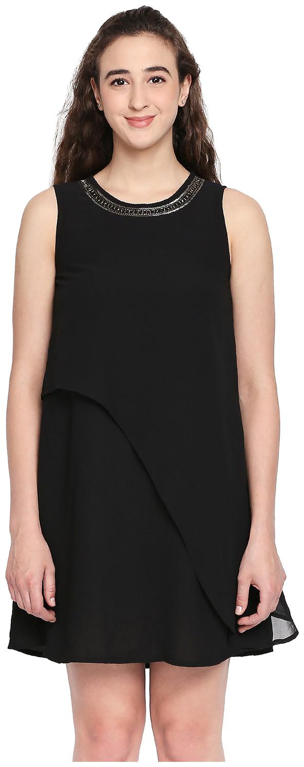 

Forever Glam by Pantaloons Black Solid Flared dress