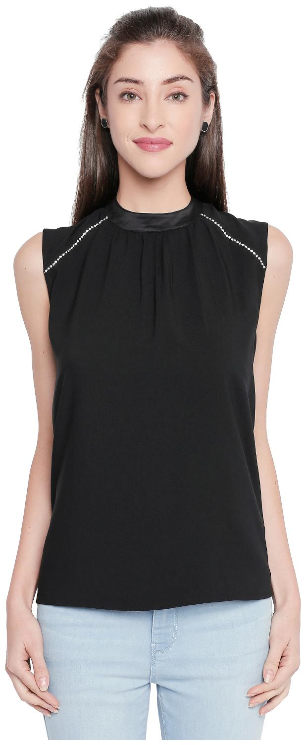 

Forever Glam by Pantaloons Women Solid Regular top - Black