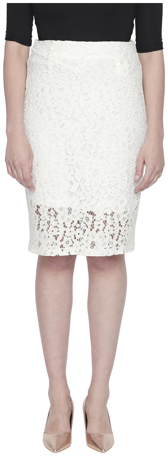 

Forever Glam by Pantaloons Solid Straight skirt Mini Skirt - White