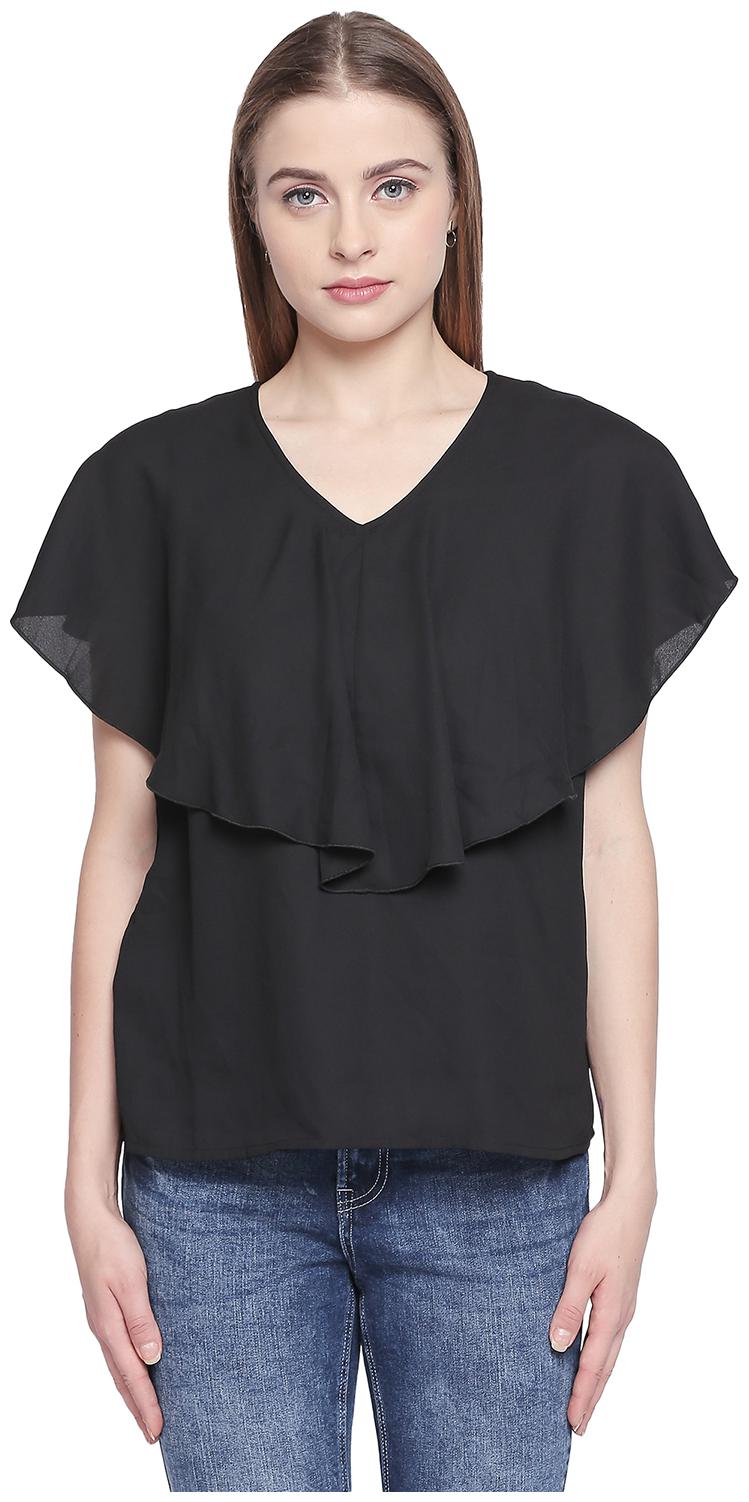 

Forever Glam by Pantaloons Women Solid Blouson top - Black