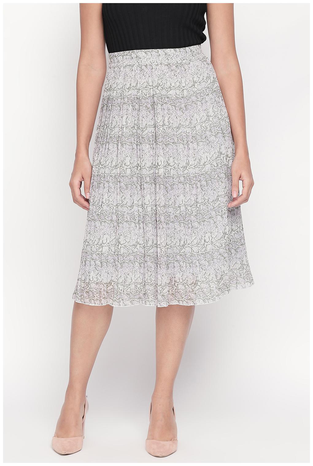 

Forever Glam by Pantaloons Printed Straight skirt Midi Skirt - Grey