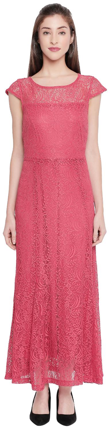 

Forever Glam by Pantaloons Pink Self design Maxi dress