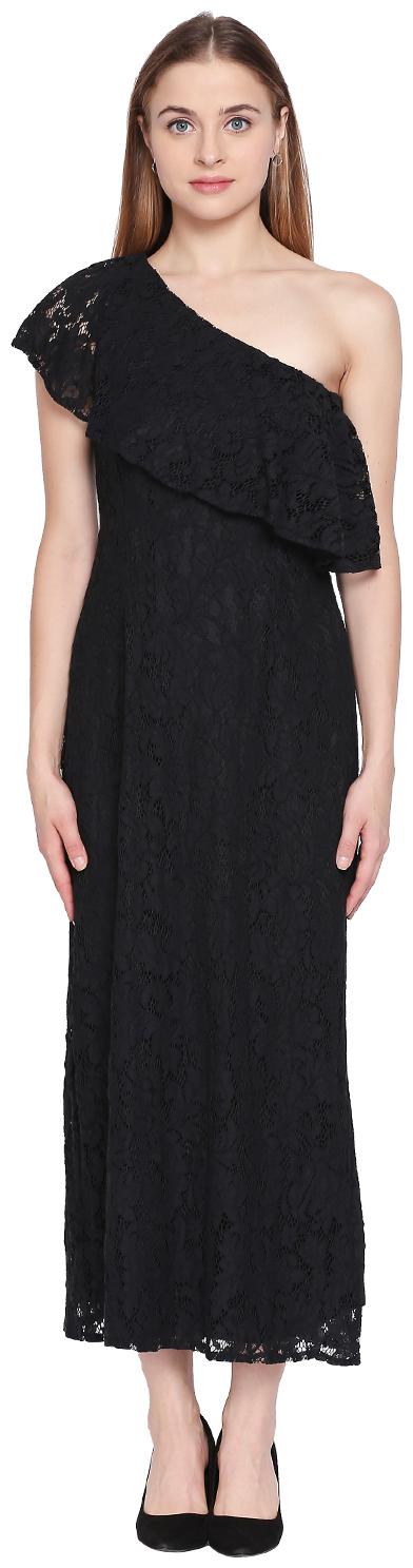 

Forever Glam by Pantaloons Black Self design Maxi dress